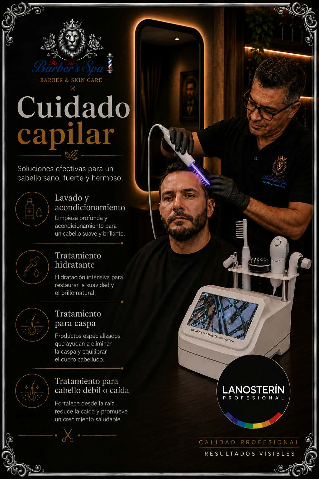 Terapia de biocuidado y fortalecimiento capilar en The Barbers Spa Anaheim
